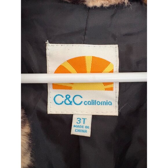 C&C California Faux Fur Leopard Print Sherpa Winter Coat Toddler Girls 3T - Picture 8 of 10
